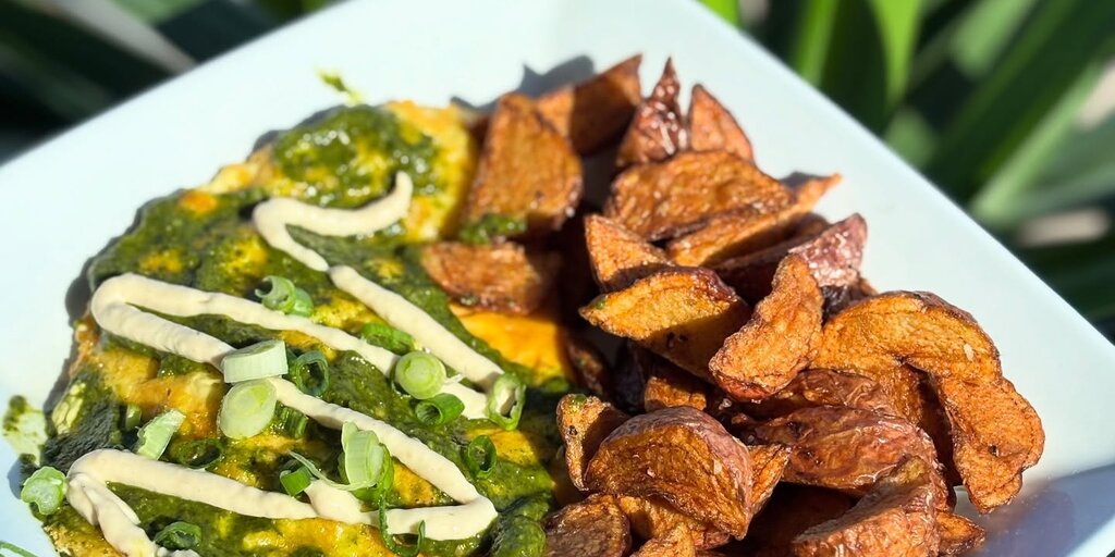 J. Selby's omelet and potatoes
